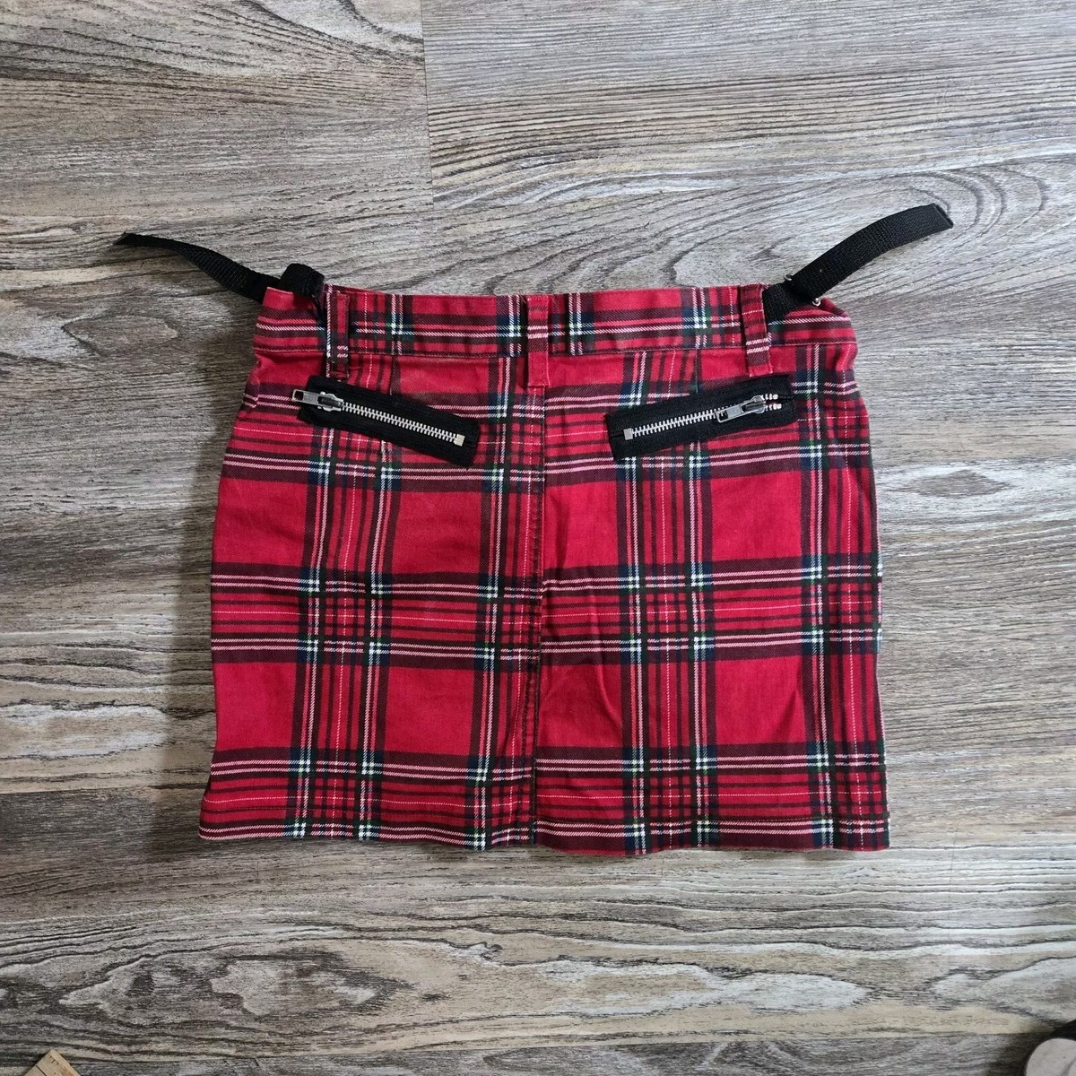 Vintage Y2k 00s Plaid Micro Mini Skirt Size Buckels Zippers Button Dickies