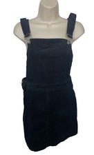 H&M DIVIDED Women's Size 6 Black Corduroy Overall Dress 100% Cotton