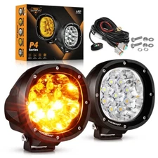 AUXBEAM Strobe Amber White 4" LED Work Light Bar Spot Pods Fog Offroad ATV SUV