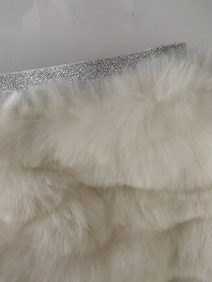 Falda de piel sintética crema y plateada para niñas pequeñas talla 3T difusa cálida elegante elástica Foto 3 de 4