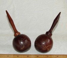 Vtg Hand Carved Maracas Salt  Pepper SHAKER SET, Havana Cuba Wooden Souvenir