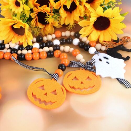 2Pcs Wooden Colorful Bead String Colorful Pumpkin Pattern Bead Pendant  Home - Picture 1 of 16