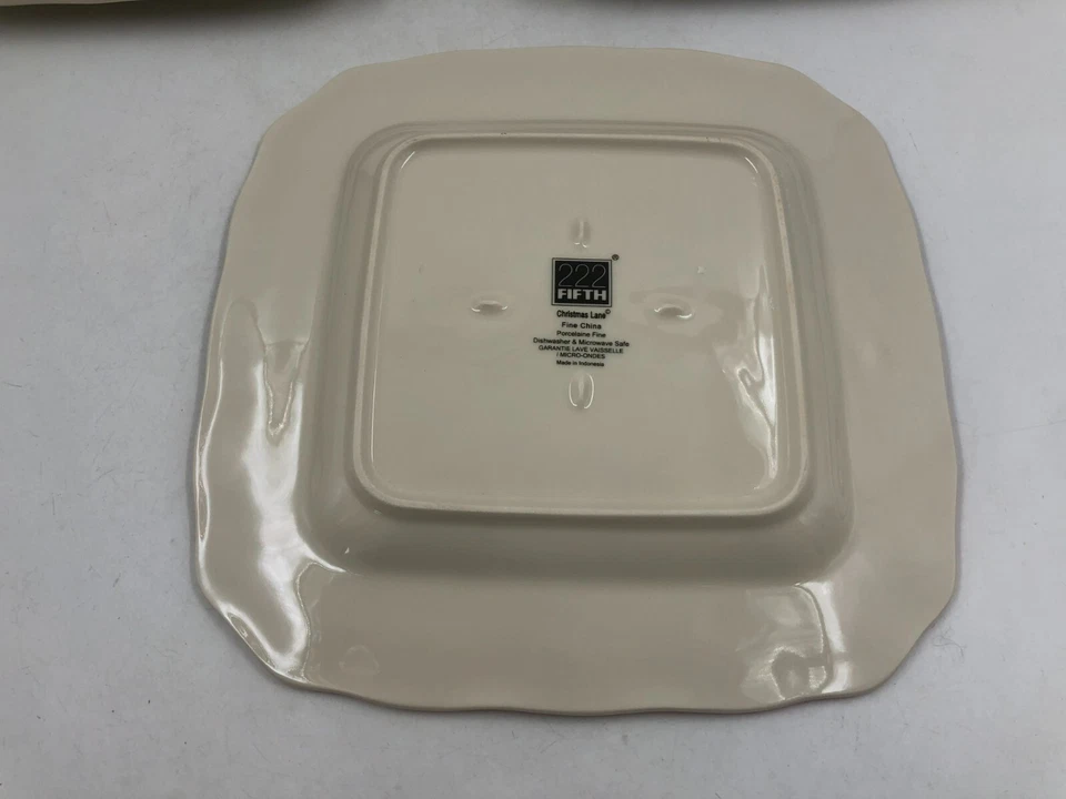 222 Fifth Ceramic 10in Square Red & Beige Plate Set For 3 AA02B33032 - Image 4 of 4