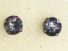 14K Mystic Topaz solitaire stud post earrings. 6 mm round
