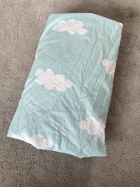 IKEA 100% Algodón Cuna Ajustable Colchón Sábana Cubierta Azul Blanco Esponjoso Nubes