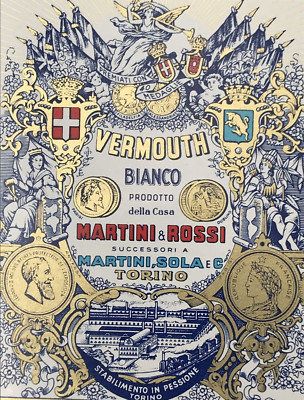 VTG Martini & Rossi Vermouth Bianco White Italian Torino Wine Bottle Label