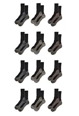 SOCK STACK 12 Pairs Of Men's Bamboo Work Socks Comfort Fit Ultimate Work Boot Sock, UK 6-11