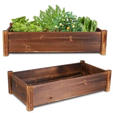 Large 26" Wood Raised Garden Bed Elevated Planter Box for Backyard Patio Balcony