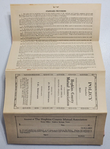 Vintage Hopkins County Mutual Associate Insurance 1944 - Bild 3 von 5