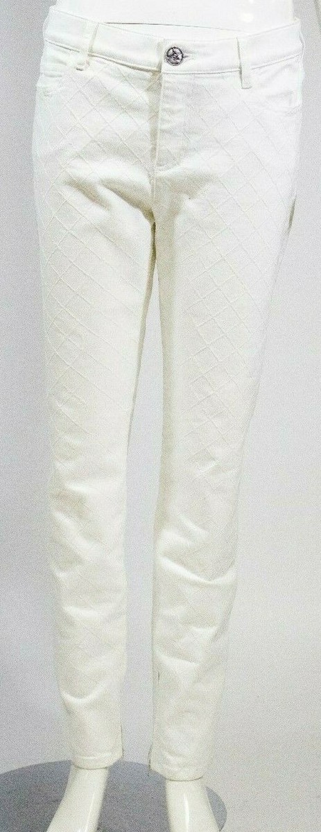 【爽やかなホワイト☆】CHANEL ジーンズ CHANEL 18P White Quilted Denim Mid Rise Jeans Zip Cuff