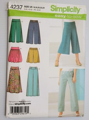 Simplicity Patterns 4237 Misses Knit Skirt Pants Shorts 16-24 Uncut
