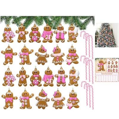 Cheerful 36 Pcs Gingerbread Man and Candy Canes - Perfect Holiday Ornaments