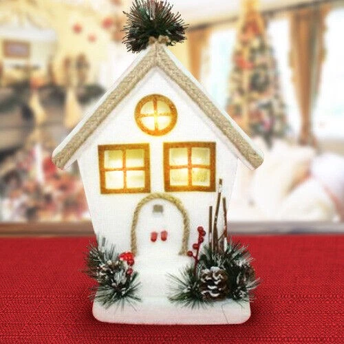 Casetta di Natale in Legno con 10 LED – Decorazione Natalizia con Pers – Avilia Home