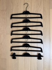 Set of 6 Black - GUCCI - Velvet Covered Plastic Non-Slip 15" Pants Hangers
