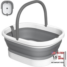 Collapsible Foot Soaking Tub with 138 Acupressure Nodes and Pumice Stone Grey