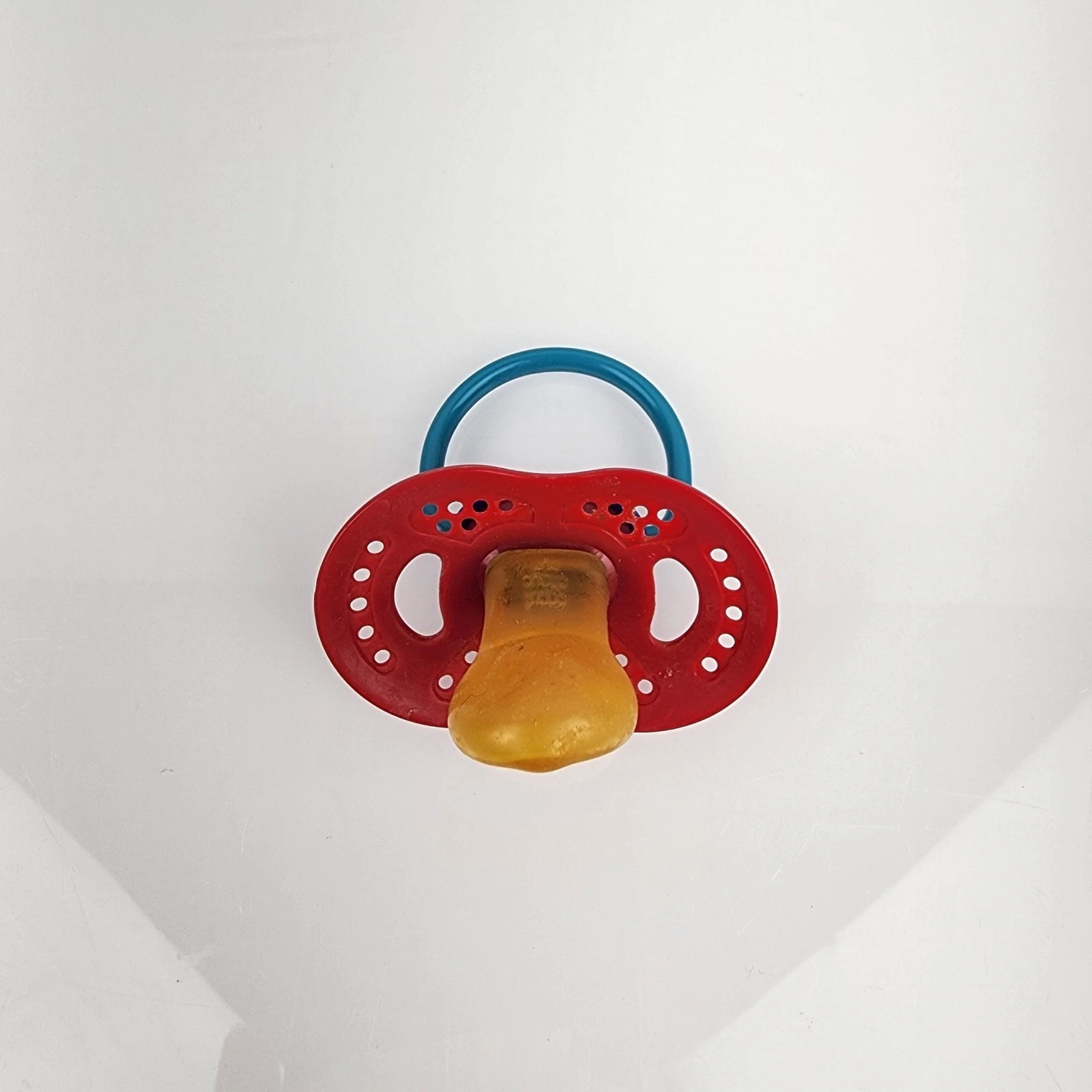 Vintage Baby Pacifier Red Blue Yellow Rubber Latex Nipple 90s Y2K
