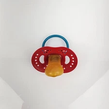 Vintage Baby Pacifier Red Blue Yellow Rubber Latex Nipple 90s Y2K
