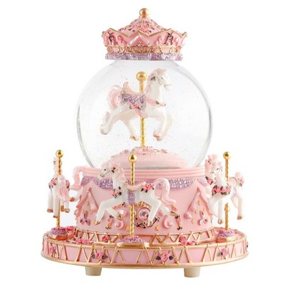 Musfunny Carousel Snow Globe Music Box: Crystal Ball Music Boxes with Color C...