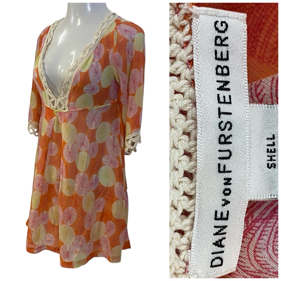 Diane von Furstenberg Swim Cover Up Womens Size Small Orange Beach Pool Vacation - Image 2 of 4
