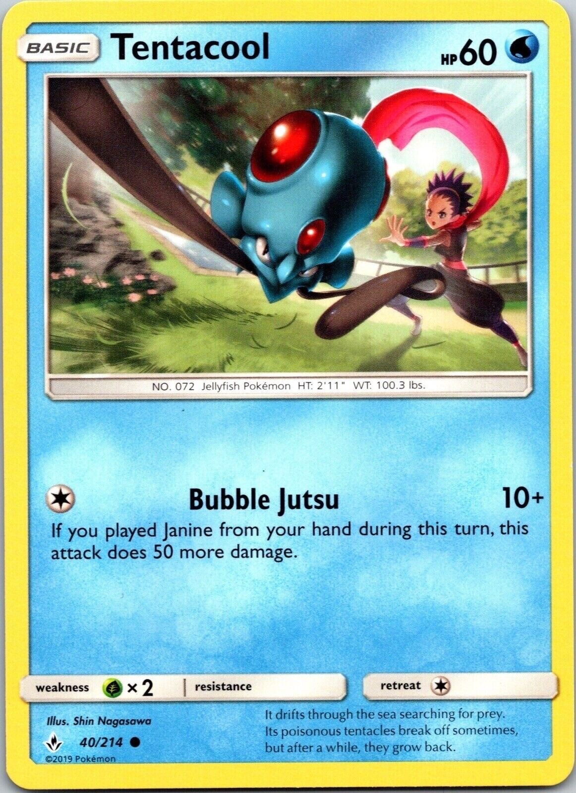 Tentacool 40/214 Regular Unbroken Bonds Pokemon Card TCG CCG Nintendo Common