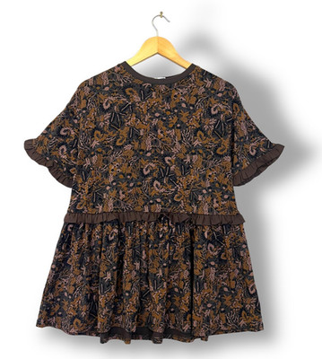 Thought braunes Print Top Gr. 8 Landhaus Boho Kurzarm