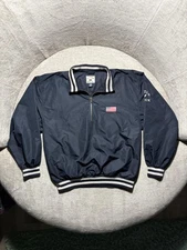 Cutter & Buck Jacket Mens Medium Navy Quarter Zip Windbreaker Pullover Flag Golf