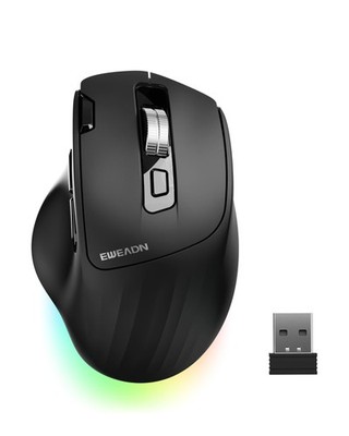 C2 Ergonomic Wireless Mouse, RGB Rechargeable Ergonomic Bluetooth Mouses, 2.4...