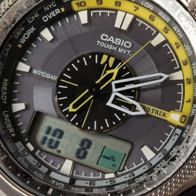 Casio Pro Trek PRW-5000T Tough Solar Triple Sensor Titanium Men's Watch