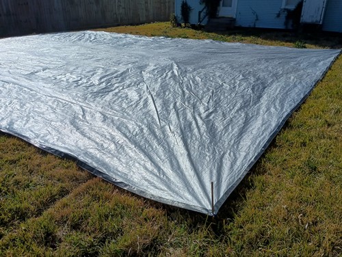 Used 30x40 HF tarp about a dozen grommets messed up and at least six missing
