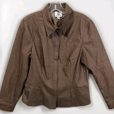 Long Sleeve Renfrew Button up Shirt Sz L Snap Brown 