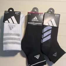NWT adidas Women's Socks 3 qty 3 Pairs Black White