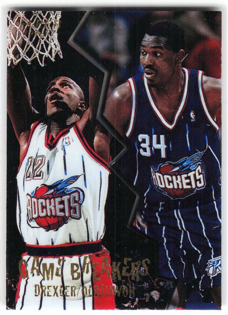 1996-97 Fleer Game Breakers Clyde Drexler / Hakeem Olajuwon #5 Houston Rockets