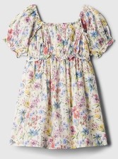 NWT Baby Gap Girl's Puff Sleeve Cotton Floral Dress  Diaper Cover Sz: 6-12M