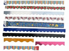 NEW 208 Ft Teacher Classroom Bulletin Board Borders Lot Of 10 Scalloped Trim