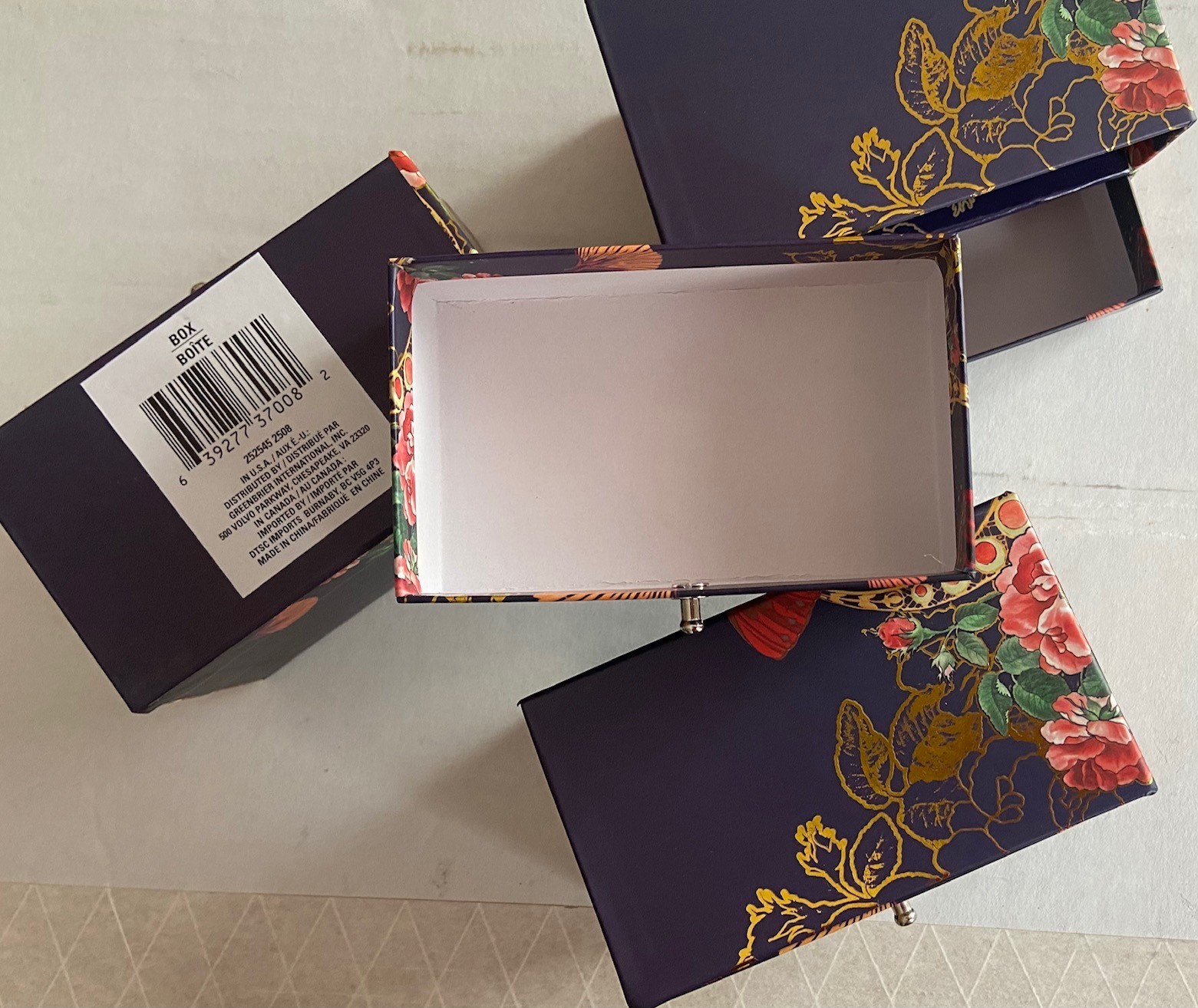NEW Artisan Ornate Design Set of 3 Mini Paper 2-Drawer Containers