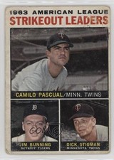 1964 Topps League Leaders Camilo Pascual Jim Bunning Dick Stigman #6 HOF 05cx