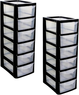 Plastic Storage Drawers Unit 6 Tier Small mini Tower Homes, Kitchen, Schools