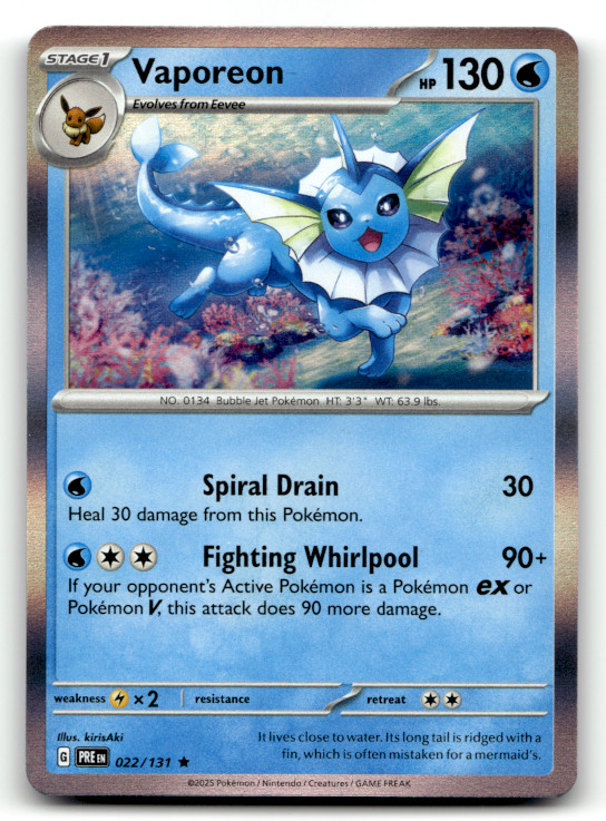 Vaporeon 022/131 Holo Rare SV: Prismatic Evolutions LP