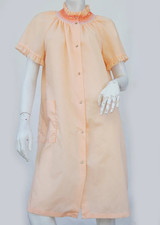 Vintage 60s Peach Pink House Coat House Dress Patio Dress Nightie