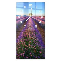 Glasuhr Im Hochformat FüR Schlafzimmer Lavendelfeld WeißE Zeiger 30X60 Cm