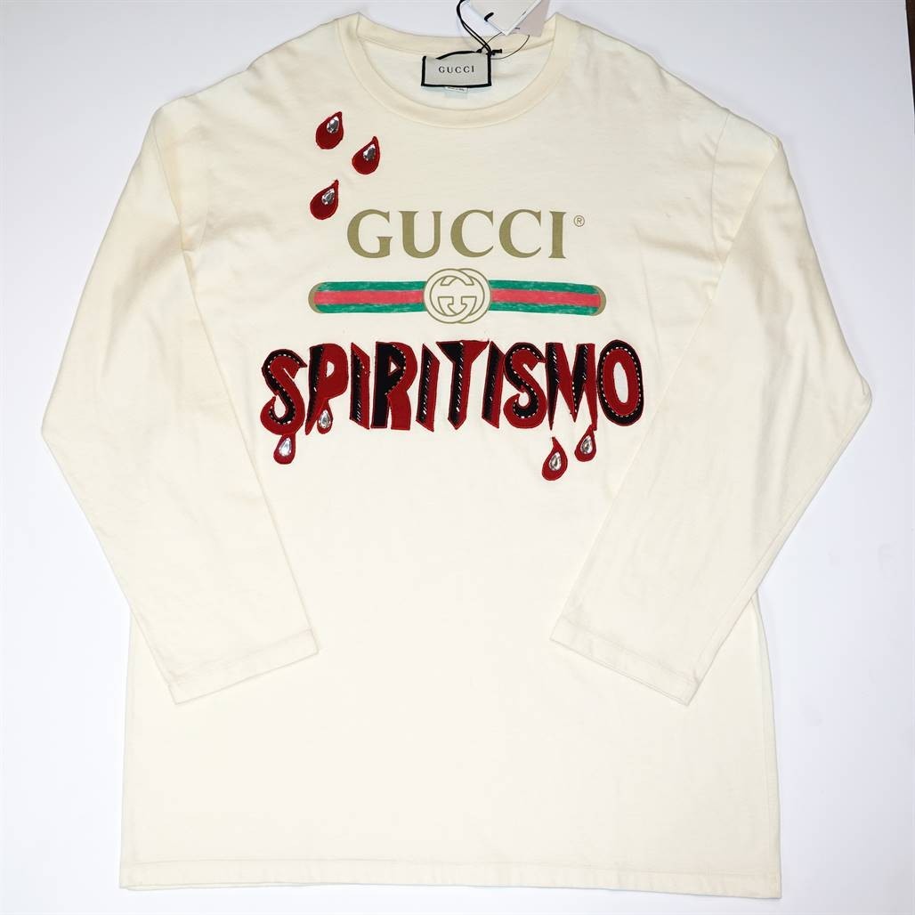 国内正規 GUCCI 18SS SPIRITISMO Logo Sweat 装飾ロゴスウェット トレーナー グッチ 497253 ブラック XL （10128M） Gucci Spiritismo Oversized Long Sleeve T-shirt Cream | Size L
