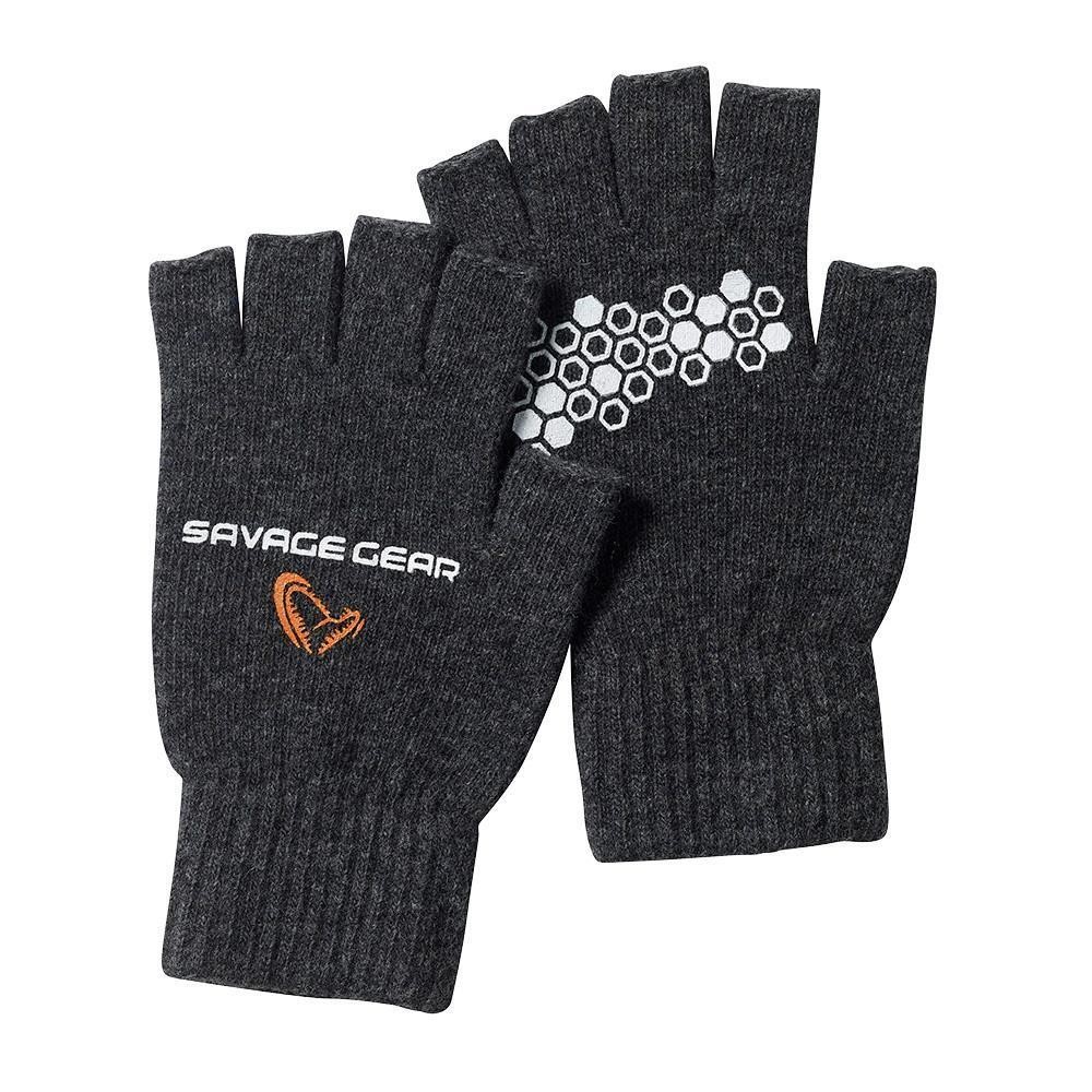 Savage Gear Knitted Half Finger Glove Dark Grey Melange Handschuhe 4990₽