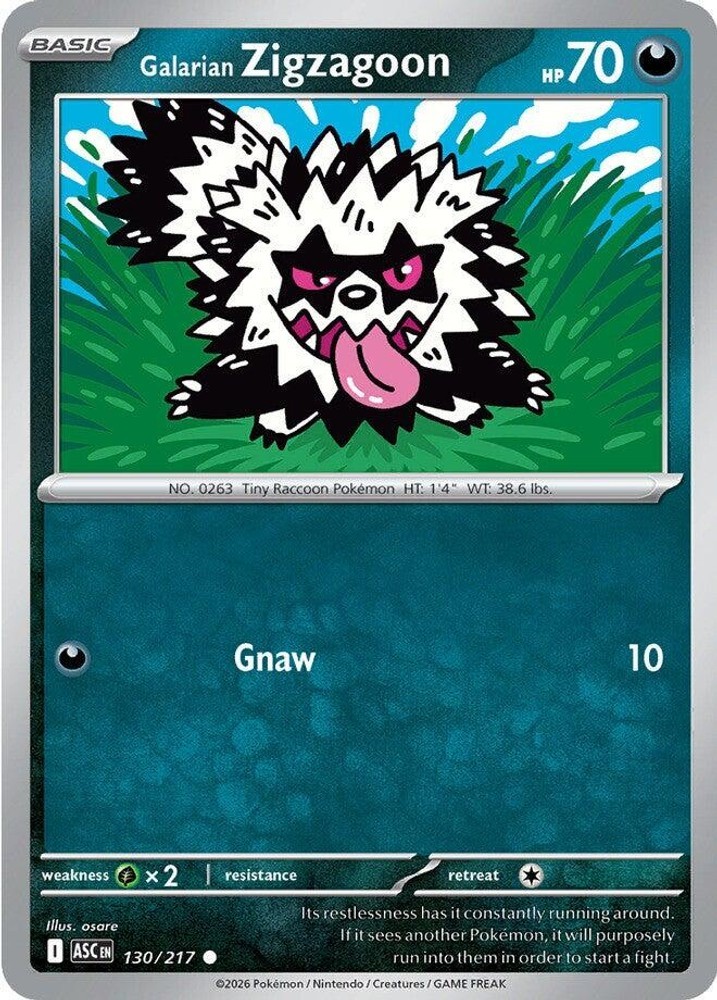 Pokemon Galarian Zigzagoon 130/217 ME: Ascended Heroes Common NM TCG