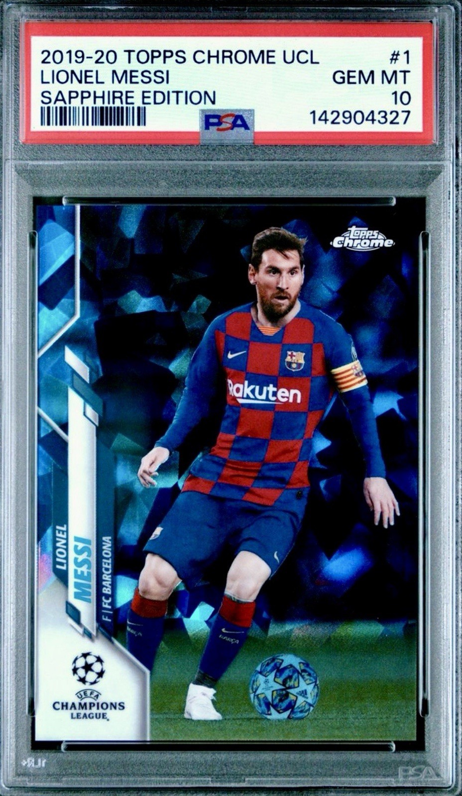 2019 Topps Chrome Sapphire Edition Lionel Messi PSA 10 GEM MINT Soccer Card #1