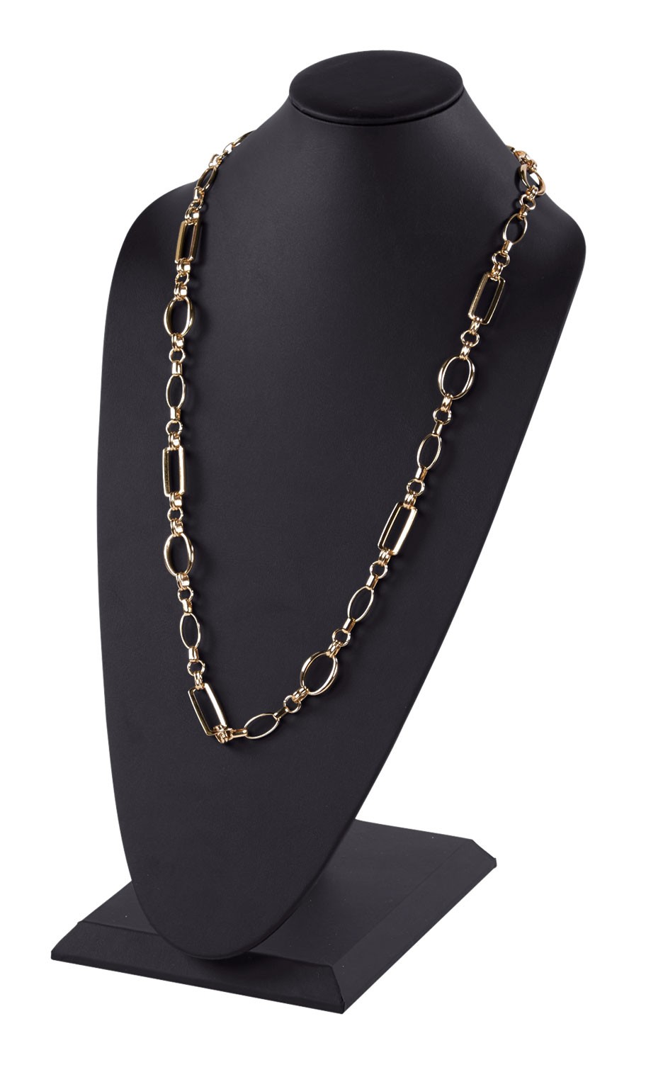 Tall Black Faux Leather Necklace Display - 18"H