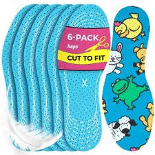 Kids Insoles 6 Pair - Cut to Fit Shoe Inserts for Fit, Multicolor