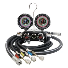 BLACKMAX MV4H4P5EZ Manifold Gauge Set,5 ft L,3 1/8 in Gauge 406D50