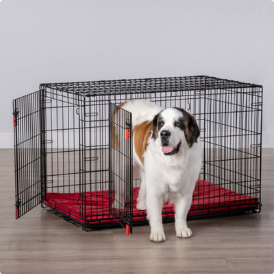 KONG  Ultra-Strong & Durable Double Door Wire Dog Crate with Divider Panel