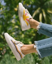 Soludos The Ibiza Classic Sneaker Oasis White/Rainbow Wave-CHOOSE SIZE-BRAND NEW