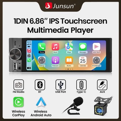 Wireless Carplay AndroidAuto Autoradio 1 DIN Mit 6.36'' Bildschirm USB Bluetooth